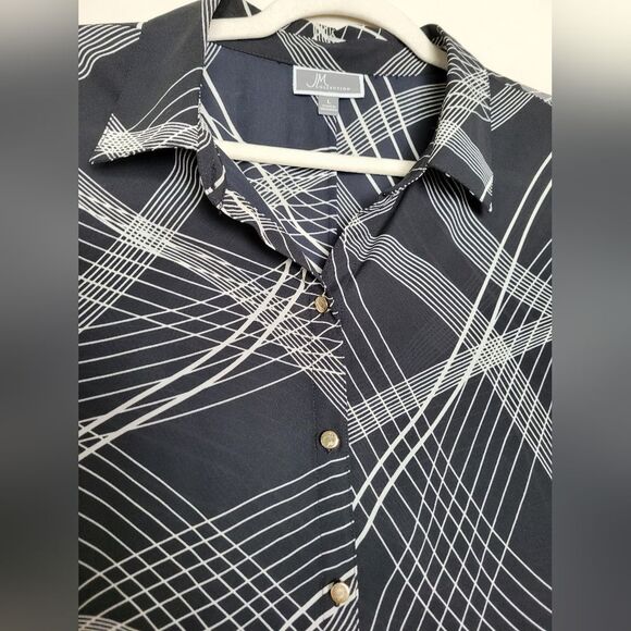 JM Collection Blouse Lagenlook Assymetrical Abstract Workwear Professional Large - Picture 3 of 14